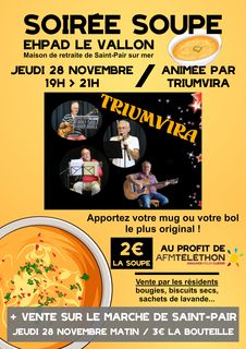 soirée soupe ehpad vallon saint pair sur mer triumvira